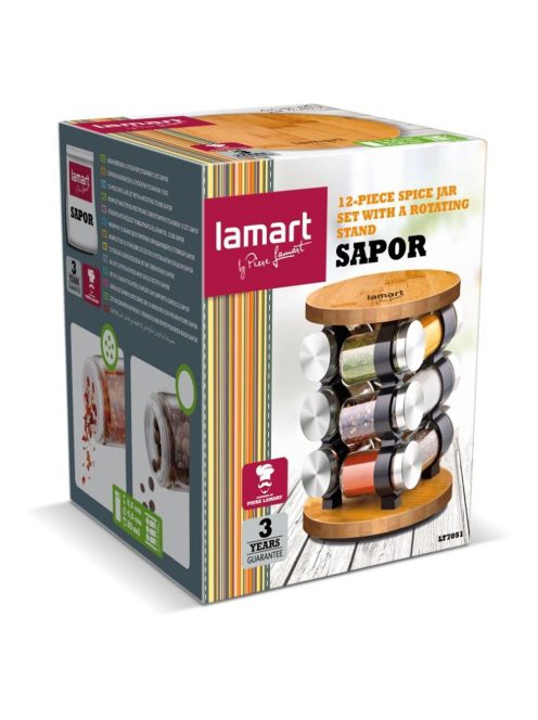 Стойка за съхранение на подправки LAMART LT7051 SAPOR, 85 мл.12 бр. Кафяв - Код G5490