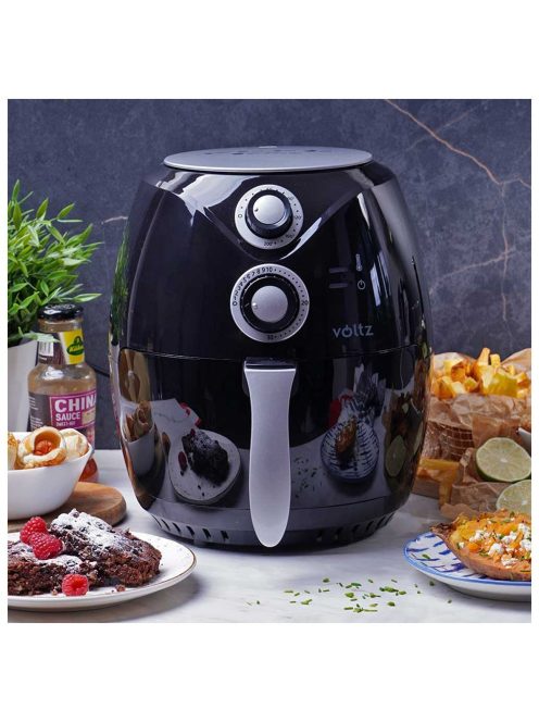 Фритюрник с горещ въздух Air Fryer Voltz/Rosberg V51980C, 1600W, 2.6 литра, 80°C~200°C, Таймер, Черен - Код G8357