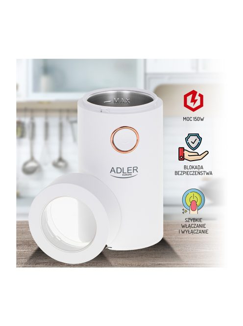 Електрическа кафемелачка ADLER AD 4446-WG, 150 W, 75 g, Бял - Код G8634